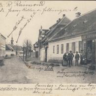 Obchod Georga Kubitschka, mj. vydavatele želešických pohlednic (1906)
